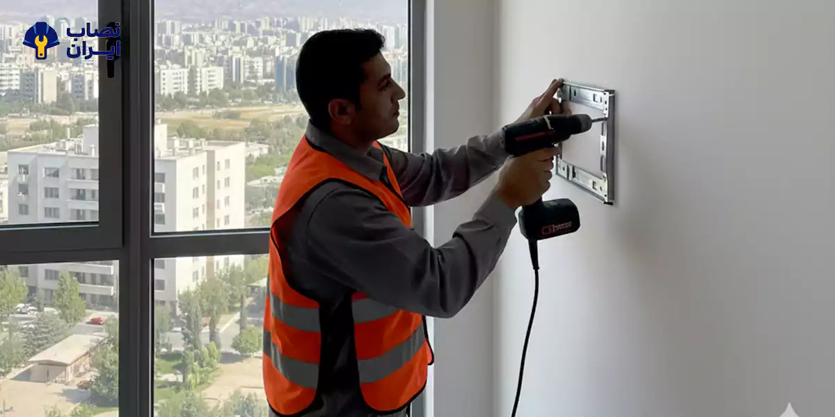 نصب شاسی و براکت دیواری پنل داخلی کولر گازی در شهر زیبا و کانون