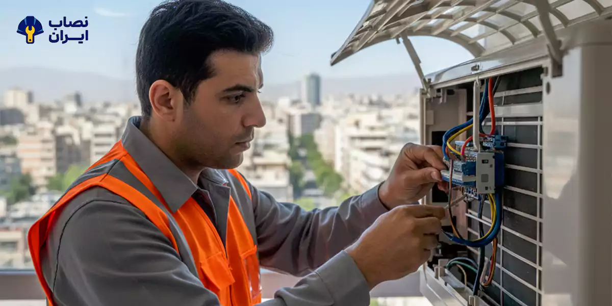 سیمکشی و اتصال کابلهای فرمان و برق کولر گازی در سازمان برنامه مرکزی و شمالی